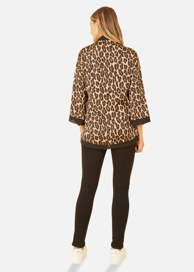 Mela Animal Satin Print Kimono