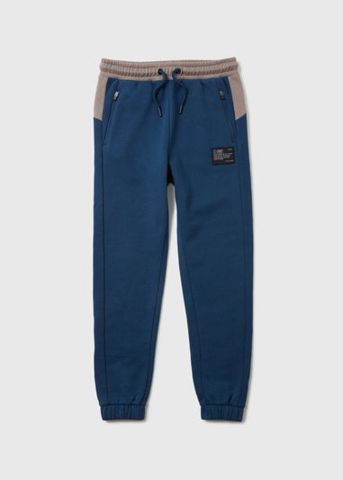 Boys Navy Cut & Sew Joggers (7-13yrs)