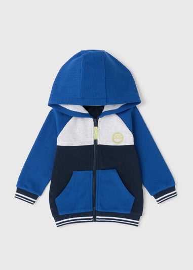 Boys Blue Cut & Sew Dinosaur Logo Hoodie (1-7yrs)