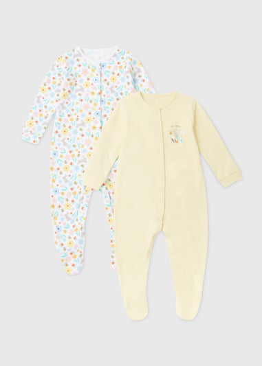 2 Pack Baby Multicoloured Bee Sleepsuits (Newborn-23mths)