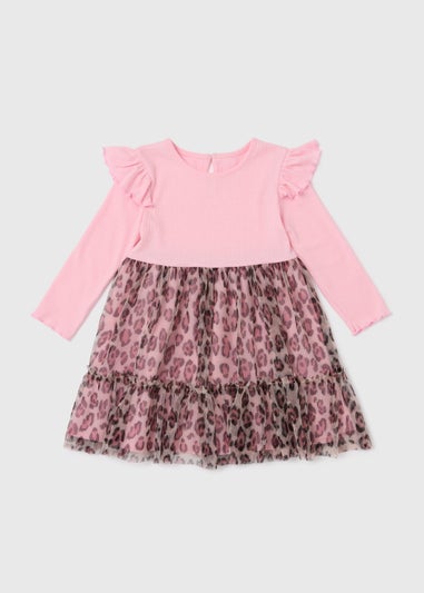 Girls Pink Leopard Print Tutu Dress (1-7yrs)