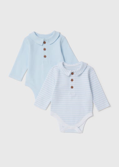 2 Pack Baby Blue Bodysuits (Tiny Baby-18mths)