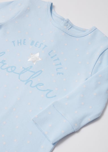 Baby Blue Little Brother Sleepsuit (Tiny Baby-18mths)