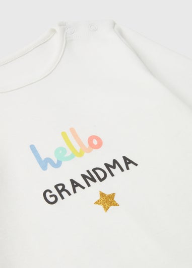 Baby Cream Hello Grandma Sleepsuit (Tiny Baby-18mths)