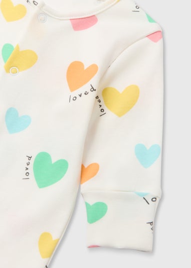 Baby Cream & Multicoloured Hearts Sleepsuit (Newborn-18mths)