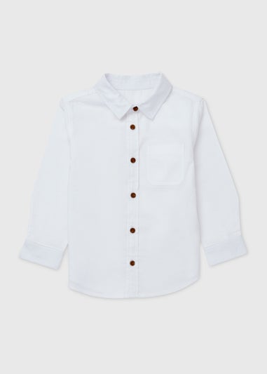 Boys White Plain Twill Shirt (1-7yrs)