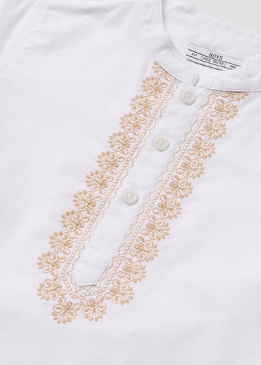 Boys White Eid Kurta Shirt (1-7yrs)