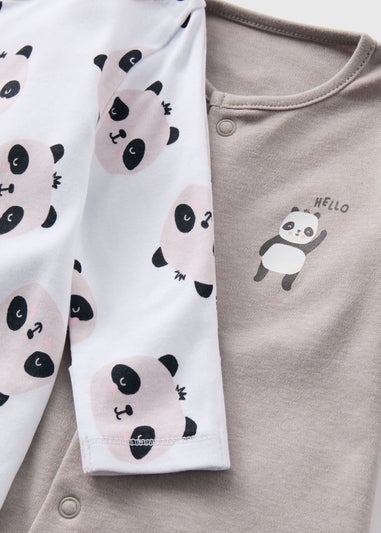 Baby 2 Pack Grey & White Panda Sleepsuits (Newborn-23mths)