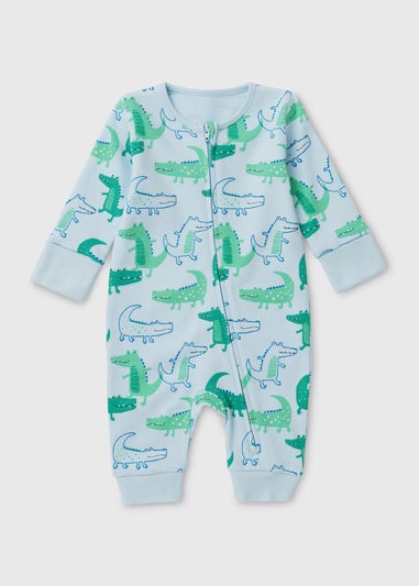 Baby Blue Crocodile Print Sleepsuit (Newborn-18mths)