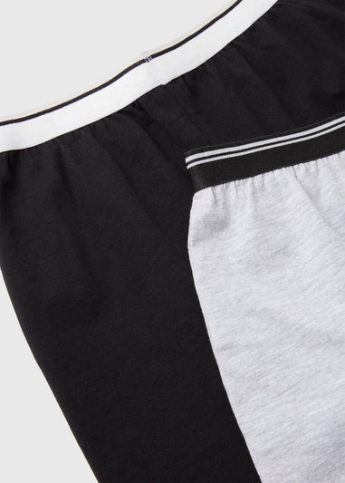 Boys 2 Pack Black & Grey Jersey Pyjama Shorts (4-12yrs)