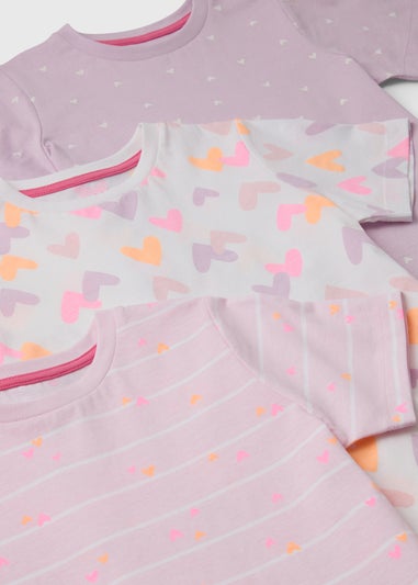 Girls 3 Pack Heart Print Pyjama Set (9mths-13yrs)