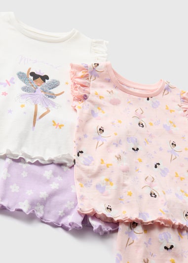 Girls 2 Pack Lilac Shortie Pyjama Set (9mths-5yrs)