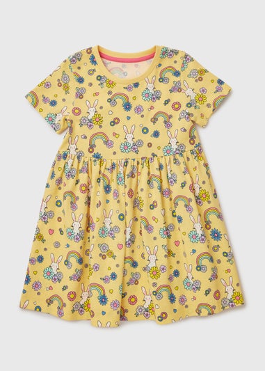 Girls Yellow Bunny Dress (1-7yrs)