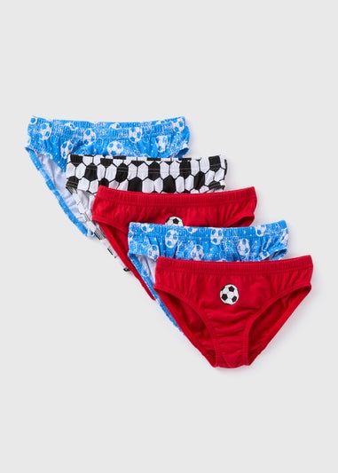 Boys 5 Pack Multicolour Football Design Boxers (2-9yrs)