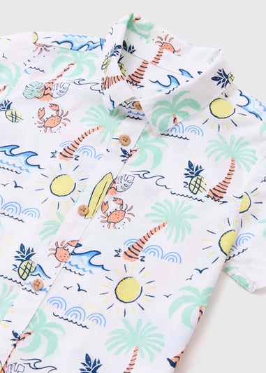 Boys White Surf Print Shirt (1-7yrs)