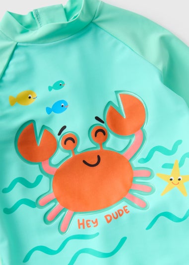 Boys Mint Crab Top & Shorts Swim Set (1-7yrs)