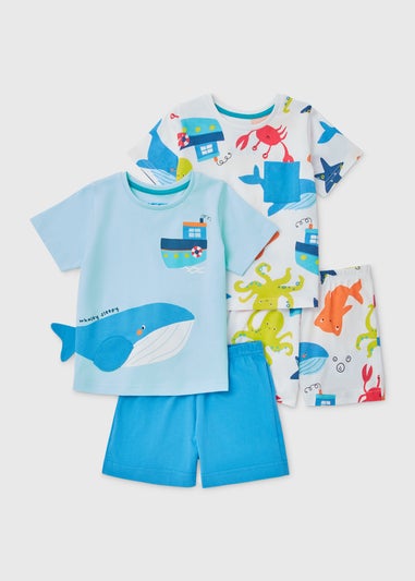 Boys 2 Pack Blue Whale Shorties (9mths-5yrs)