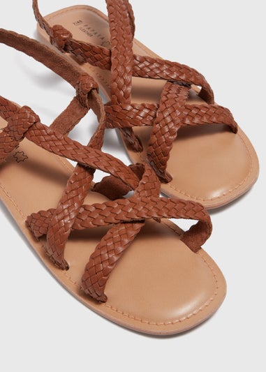 Tan Plaited Gladiator Leather Sandals