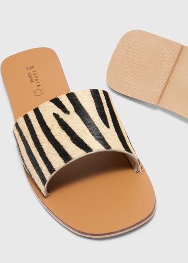 Beige Zebra Skin Mules