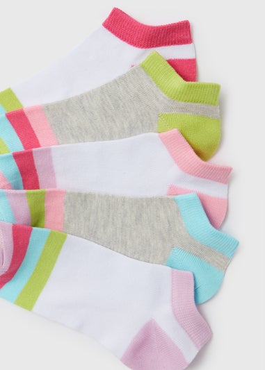 Girls 5 Pack Multicolour Trainer Socks (2-12yrs)