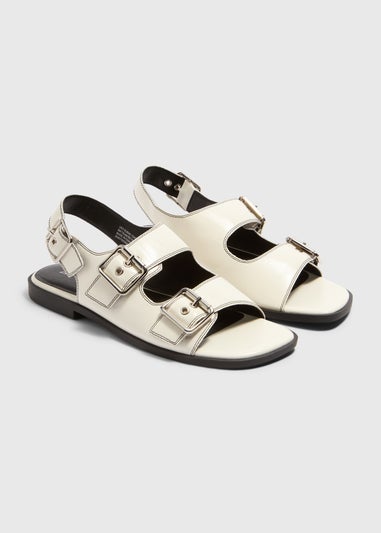 Stone Buckle Flat Sandals