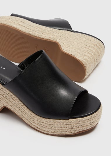 Black Espadrille Mules