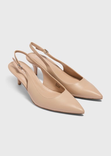 Nude Slingback Low Kitten Heel