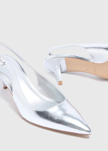 Silver Sling Back Heels