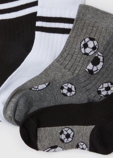 Boys 5 Pack Multicoloured Football Sports Socks (7-15yrs)