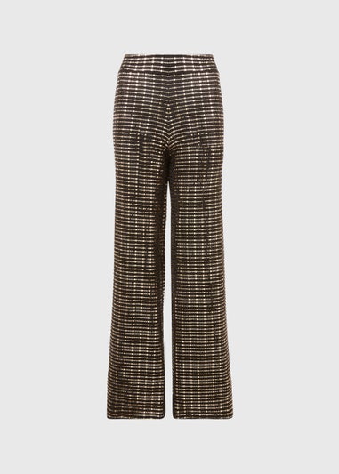 Et Vous Black & Gold Sequin Trousers