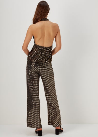 Et Vous Black & Gold Sequin Trousers