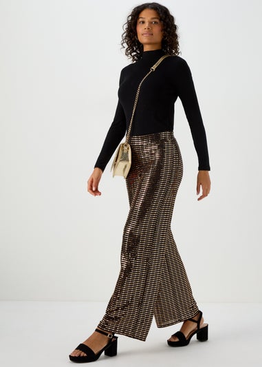 Et Vous Black & Gold Sequin Trousers