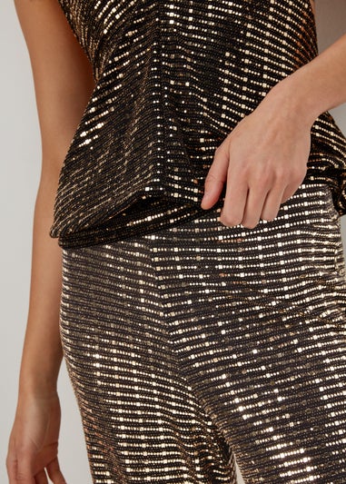 Et Vous Black & Gold Sequin Trousers