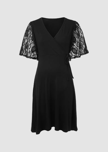 Black Lace Sleeve Dress