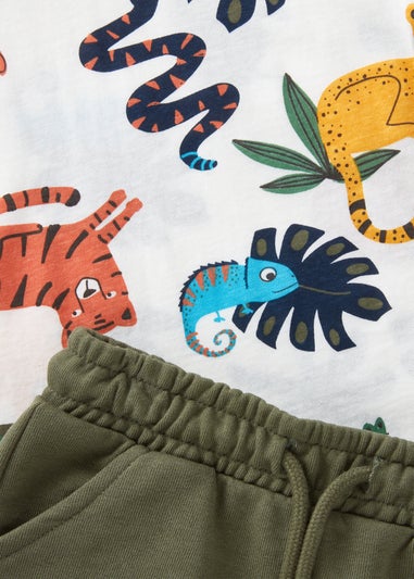 Boys Ecru Safari Print T-Shirt & Shorts Set (1-7yrs)