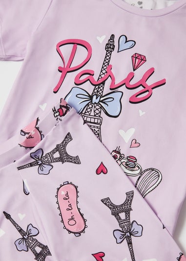 Girls Lilac Paris Pyjama Set (4-13yrs)