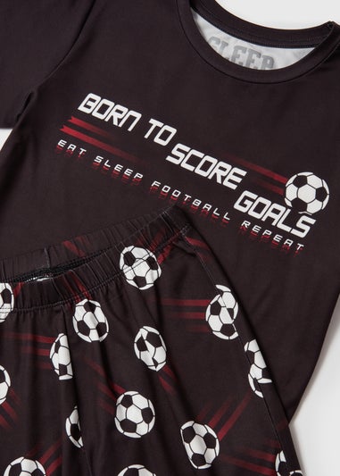 Boys Black Football Pyjama Set (4-13yrs)