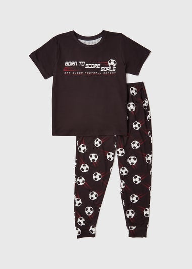 Boys Black Football Pyjama Set (4-13yrs)