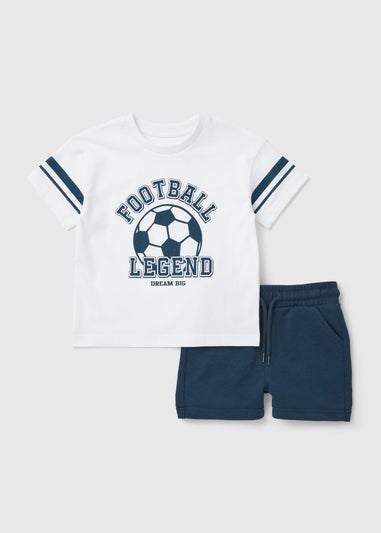 Kids Blue Football T-Shirt & Shorts Set (1-7yrs)