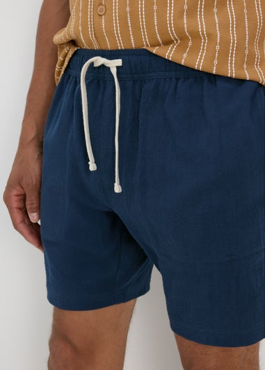 Navy Textured Drawcord Shorts