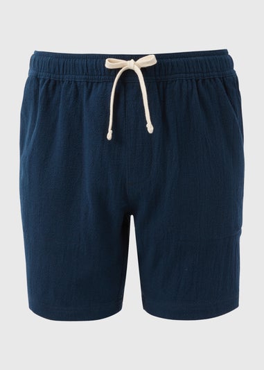 Navy Textured Drawcord Shorts