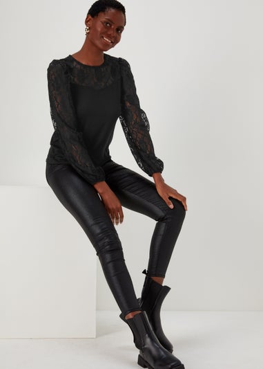 Black Lace Long Sleeve Top