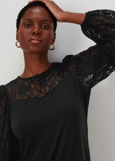 Black Lace Long Sleeve Top