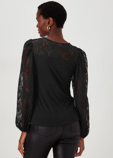 Black Lace Long Sleeve Top