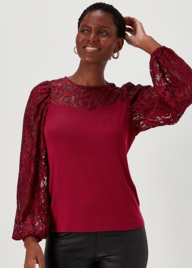 Burgundy Lace Long Sleeve Top