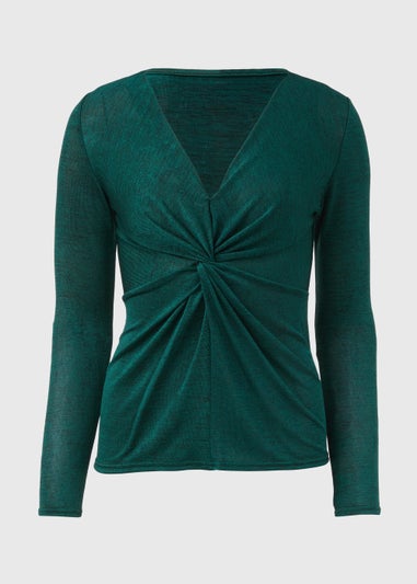 Green Front Knot Top