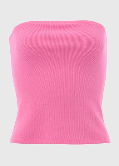 Pink Plain Ribbed Boobtube