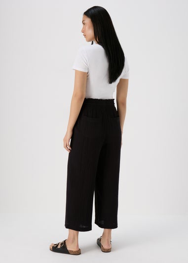 Black Double Cloth Crop Trousers