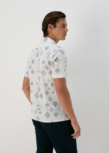 Ecru Embroidery Print Shirt