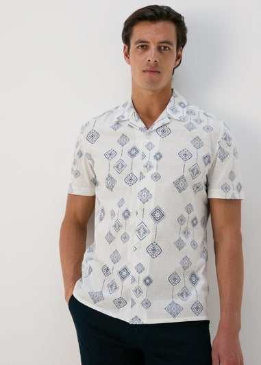 Ecru Embroidery Print Shirt